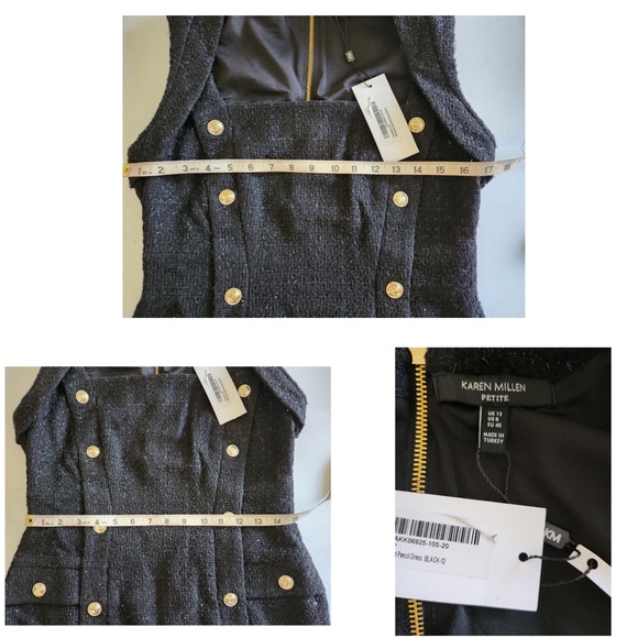 Karen Millen Set Sparkle Tweed DressAnd Faux Fur Cuff Jacket Sz 8 US - Picture 9 of 11